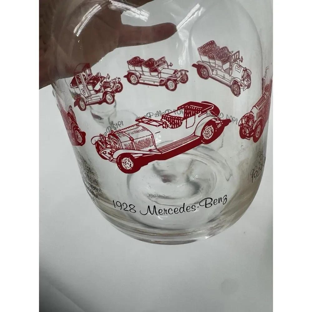 Northwestern Bottle Co Classic Car Carafe and 6 Juice Glass Set Vintage in Box